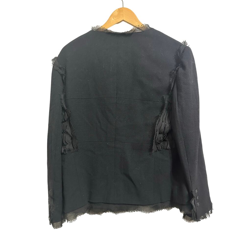 Chanel women's black chiffon trim jeweled wool blazer size 50 - Picture 13 of 13
